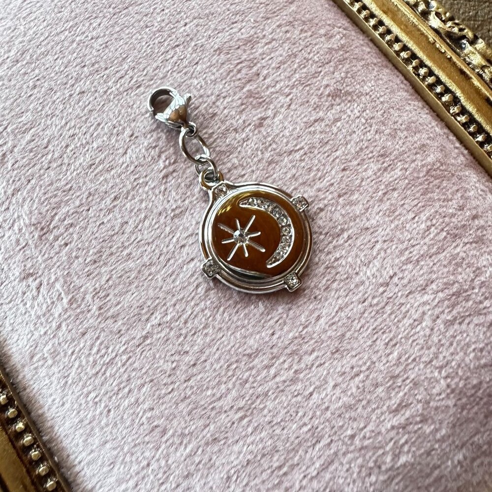 Star & Moon Stainless Steel Celestial Charm With Micro Crystals & Lobster Clasp - Picture 6 of 13